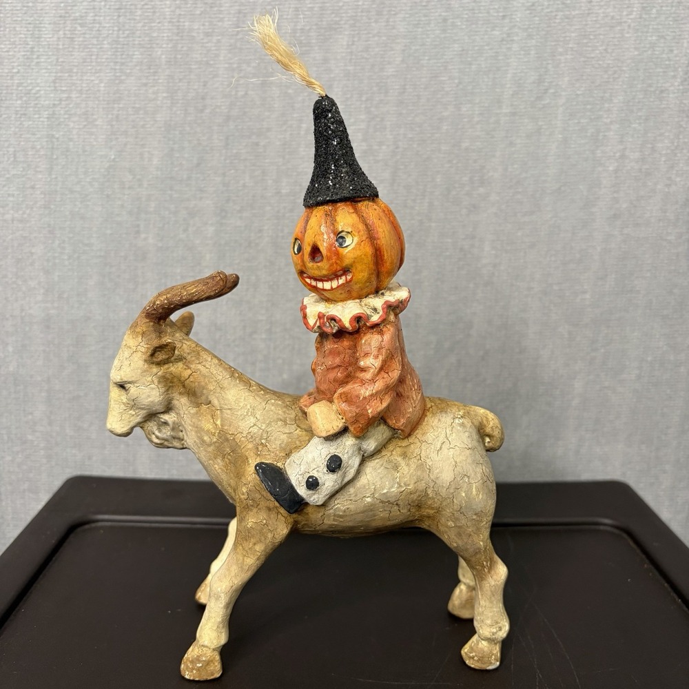 Bethany Lowe Halloween Figure Pumpkin Jack O Lantern Goat Missing Cat Mask 90s